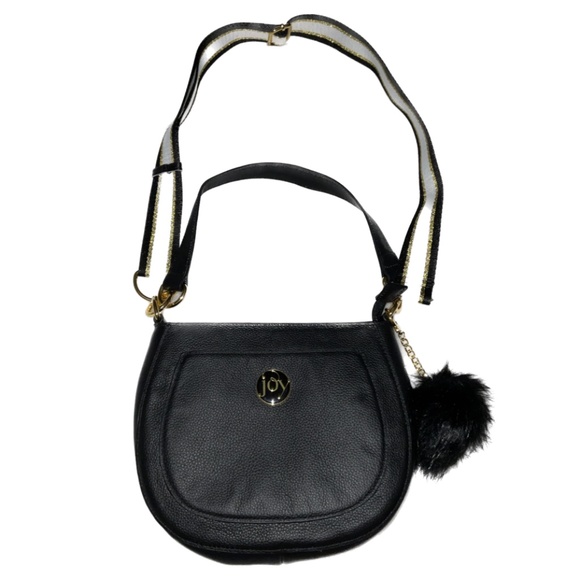 JOY Black Chic Leather Bag with Removable Pompom Plus RFID Tech & Anti-Microbial - Picture 5 of 10